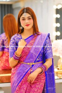 কাঞ্জি কাতান শাড়ি গোলাপি