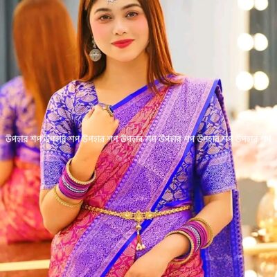 কাঞ্জি কাতান শাড়ি গোলাপি