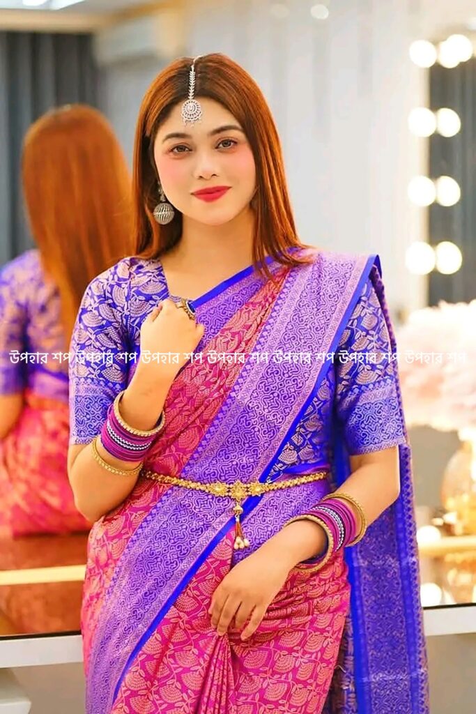 কাঞ্জি কাতান শাড়ি গোলাপি