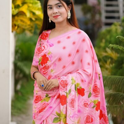 লাল গোলাপ ফুল টপেটর সিল্ক (গোলাপি লাল)