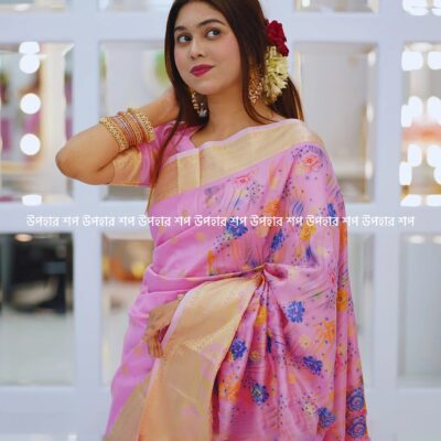 প্রিমিয়াম ডিজিটাল প্রিন্ট কাতান শাড়ি